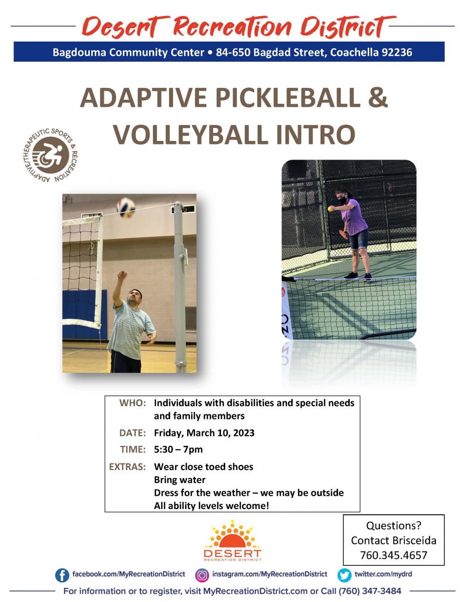 Adaptive Pickleball & Intro to Volleyball - Desert Recreation District