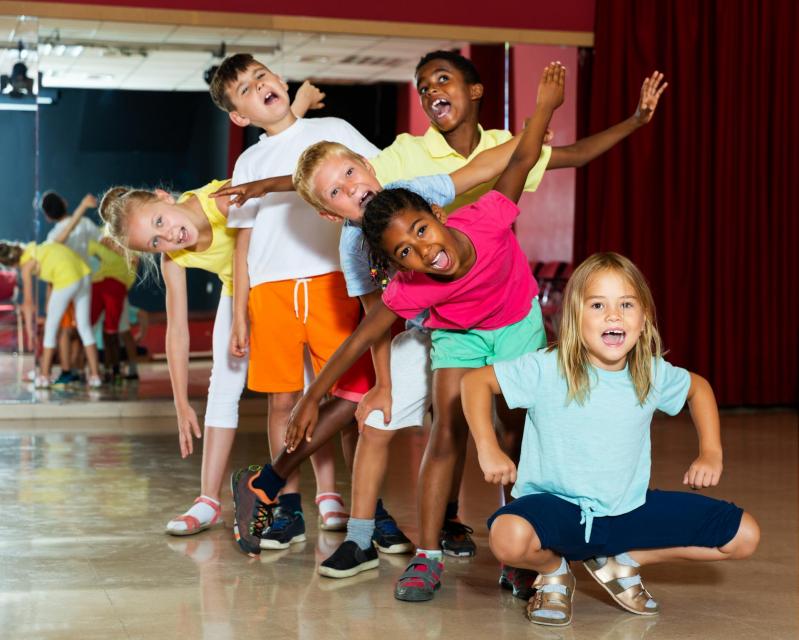 Kids doing fitness dance class